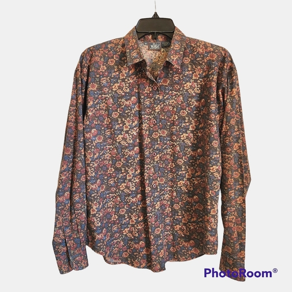 VTG Woolrich Women's 100% Cotton Floral Autumn Print Shirt Size M - Picture 2 of 10